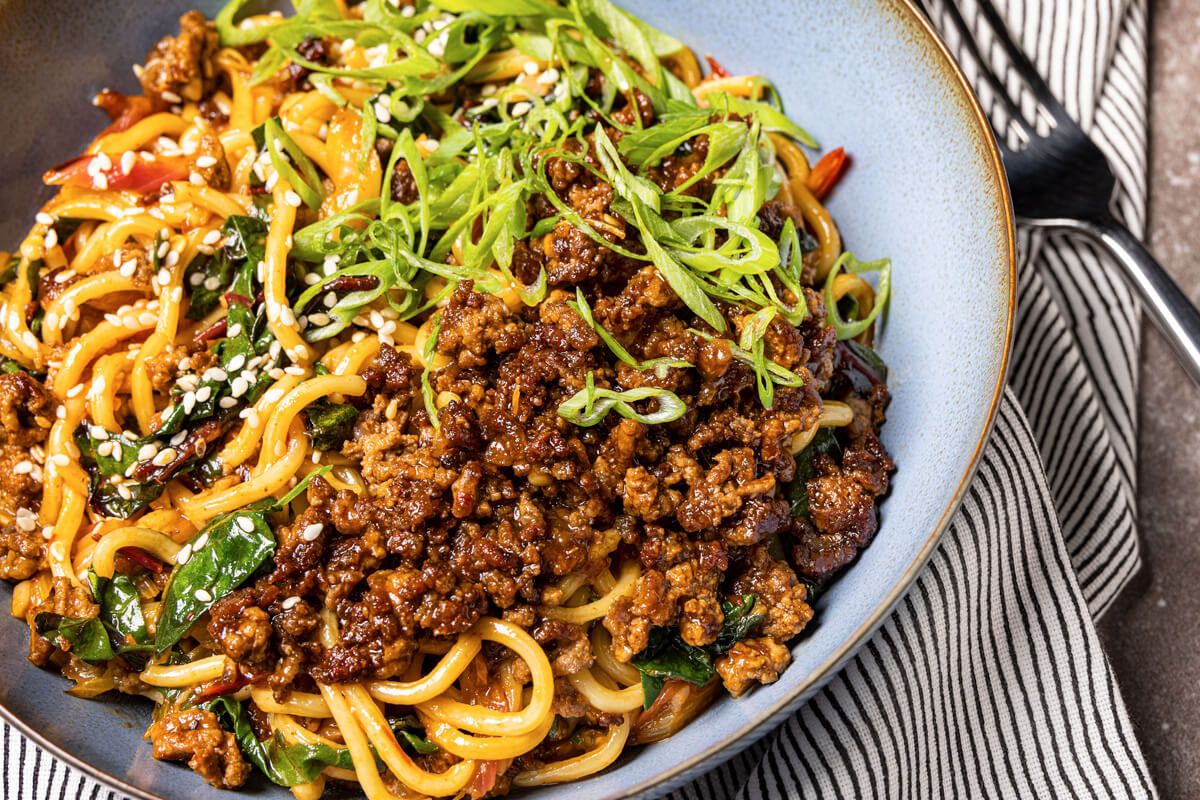 Szechuan Noodles with Spicy Beef Sauce