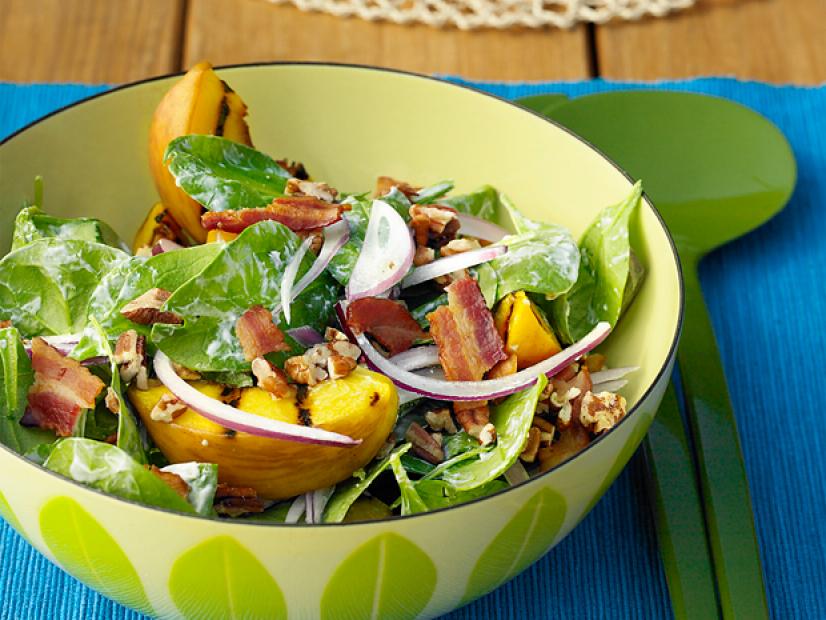 Spinach Salad with Grilled Peaches