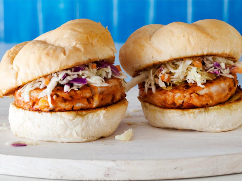 BBQ Chicken Burgers with Slaw