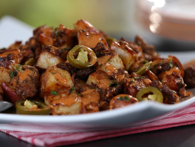 Breakfast Potatoes with Easy Red Chile-Lime Hollandaise and Picked Jalapeno