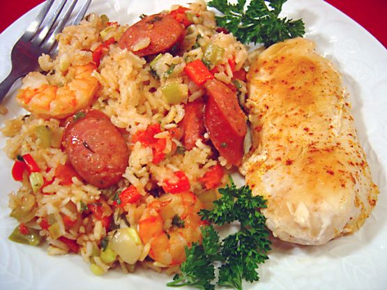 Chicken, Shrimp and Andouille Jambalaya