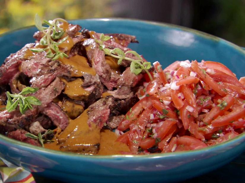 Cuban Skirt Steak with Tomato Escabeche and Mango Steak Sauce