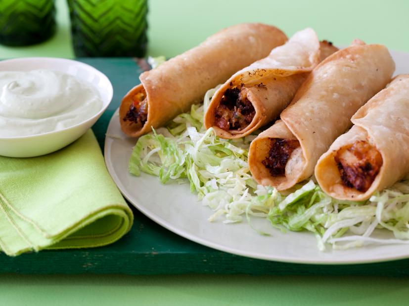 Chicken Flautas with Avocado Cream