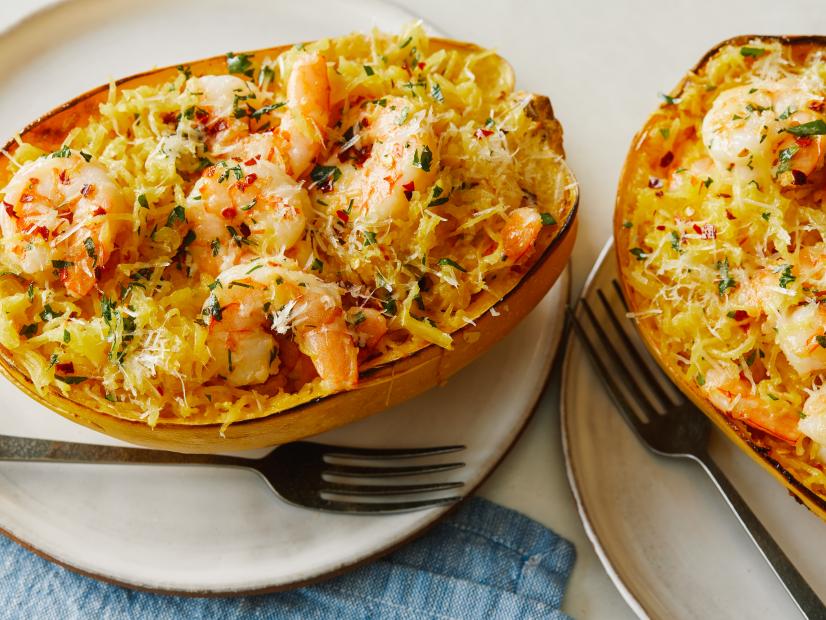 Spaghetti Squash Scampi Boats