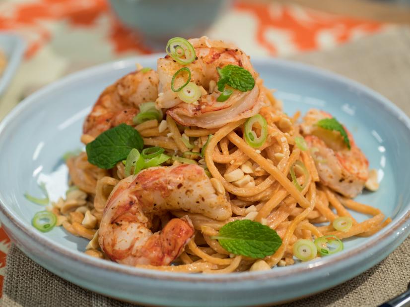 Thai Peanut Sweet Potato Noodles with Shrimp