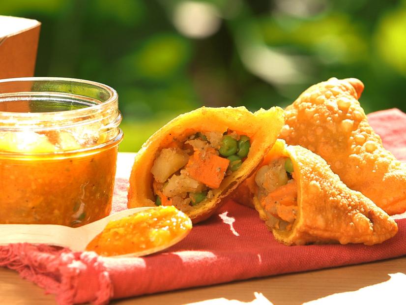 Sweet Potato and Yam Samosas with Fresh Mango Chutney