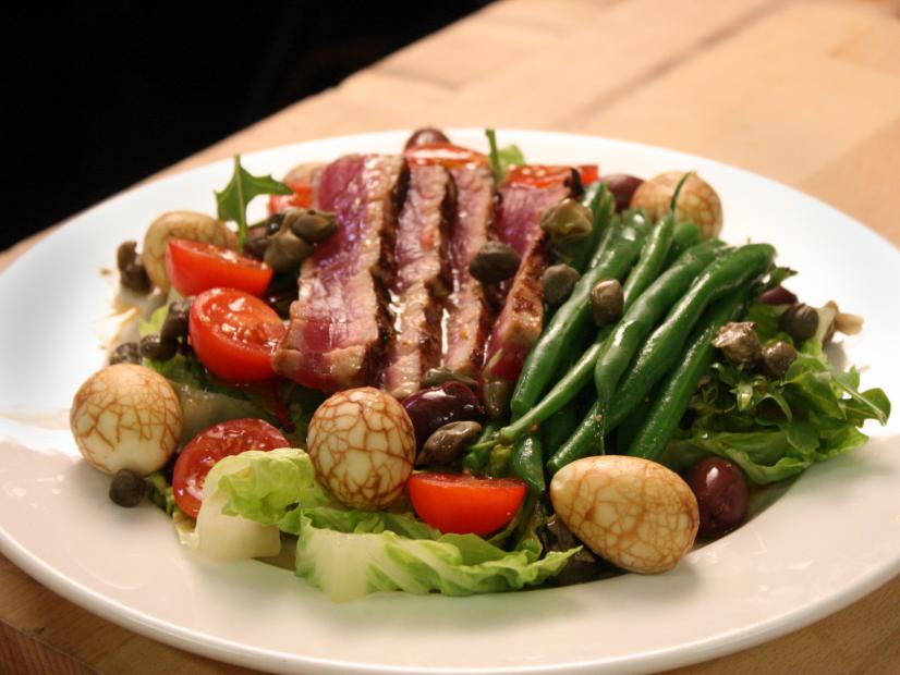 Eastern Style Tuna Nicoise Salad with Tea Marbled Eggs and Wasabi Vinaigrette