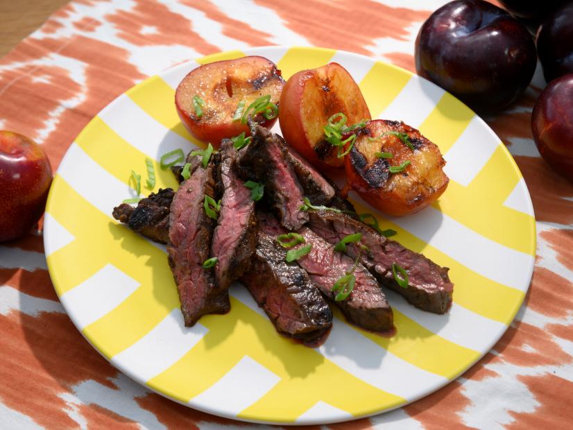 Grilled Teriyaki Steak with Plums